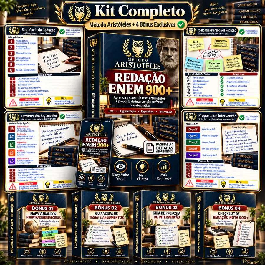 Mockup do Kit Completo Método Aristóteles